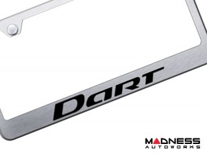 Dodge Dart License Plate Frame - Stainless Steel w/ Dart Logo - Standard